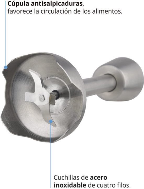 TMPBA008 Handmixer met 400 W vermogen, kap en as, roestvrij staal, maatbeker 900 ml, ergonomische en antislip handgreep, roestvrij staal — afbeelding 4