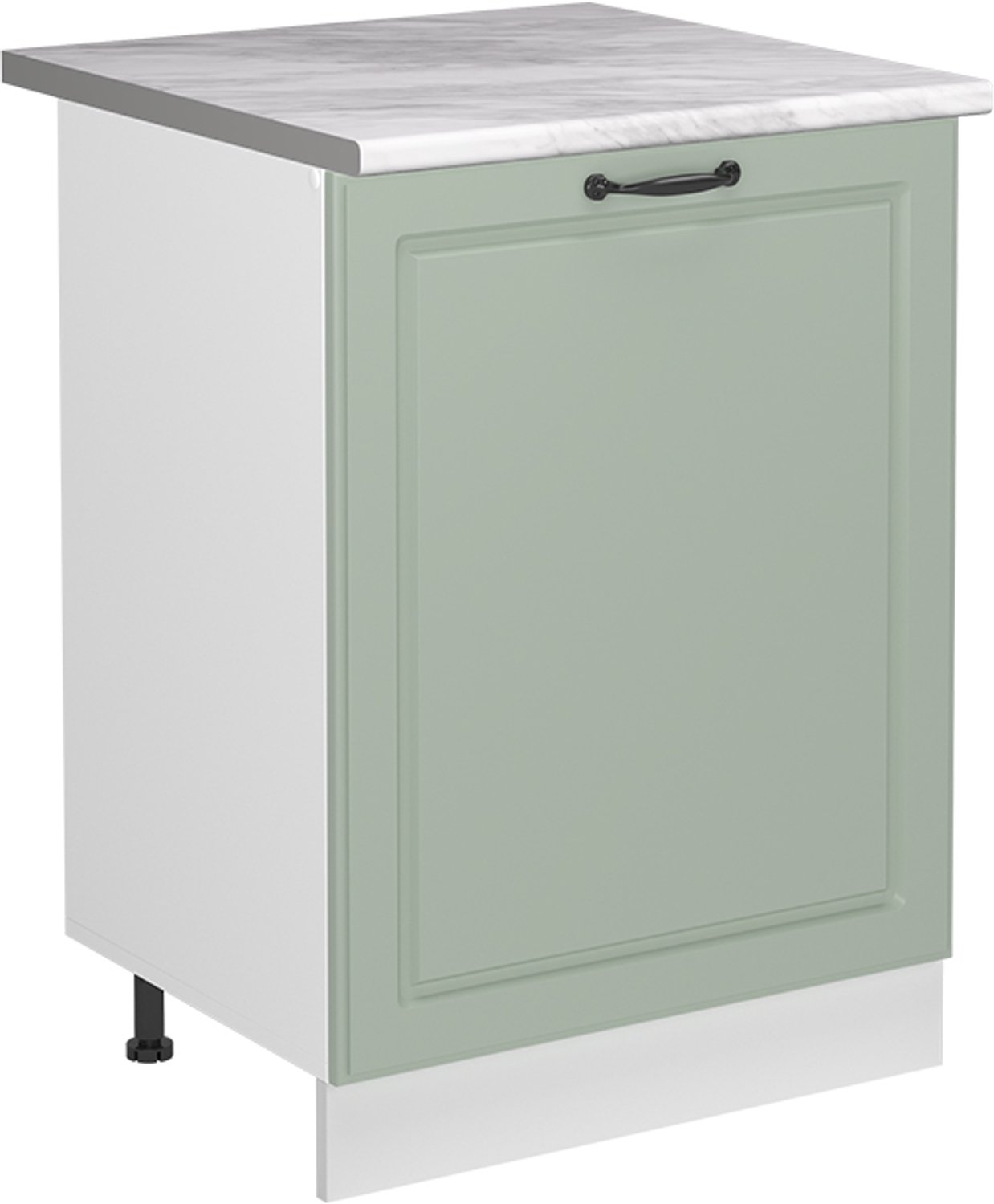 Vicco Keukenonderkast R-Line, Mint landelijk/Wit, 60 cm met 1 deur marmer werkblad