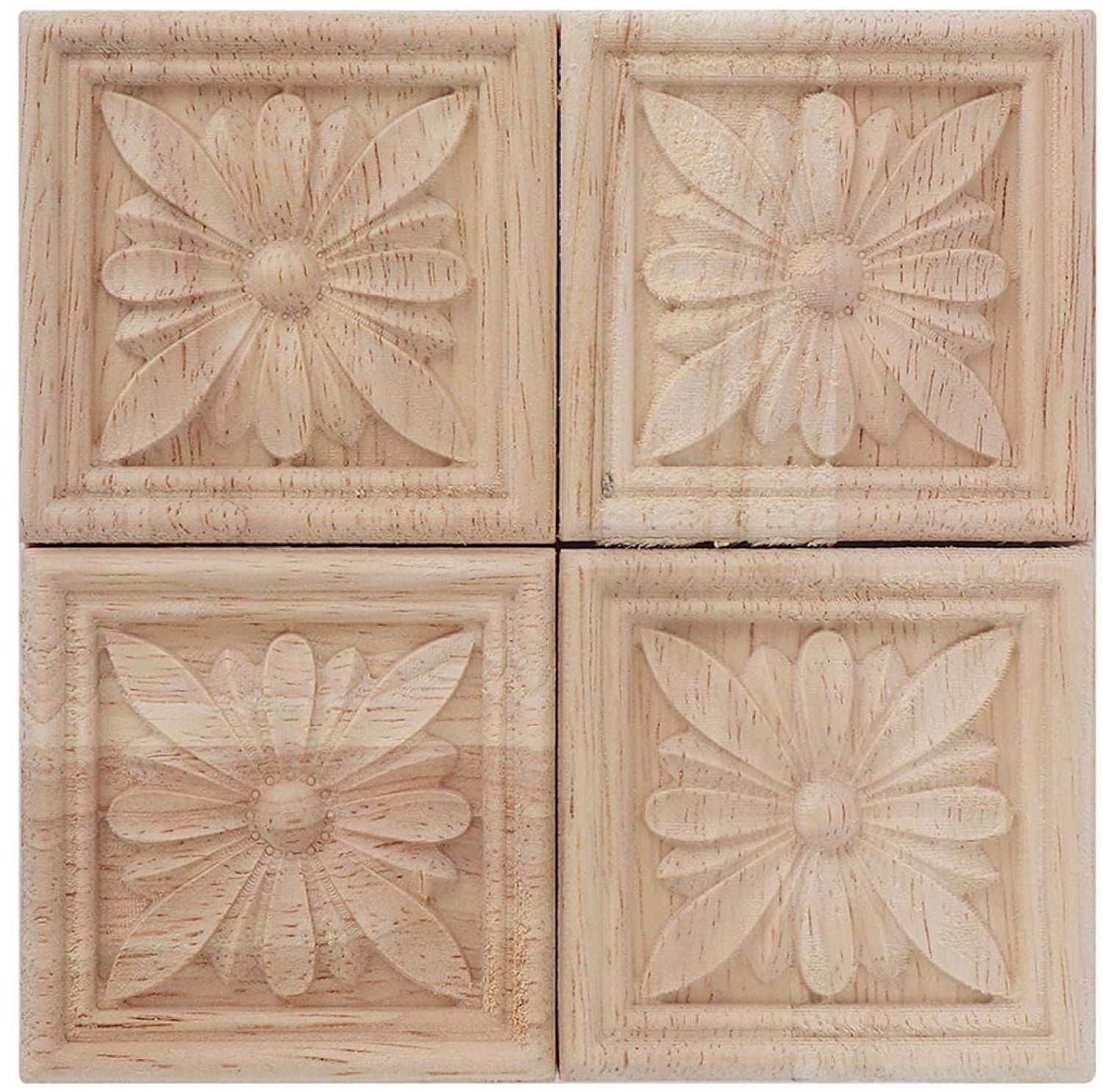 Houtsnijwerk Decal 4 Stks - Ongeschilderd Carving - Antieke meubeldecoratie - Creëer een rustieke sfeer - Thijox
