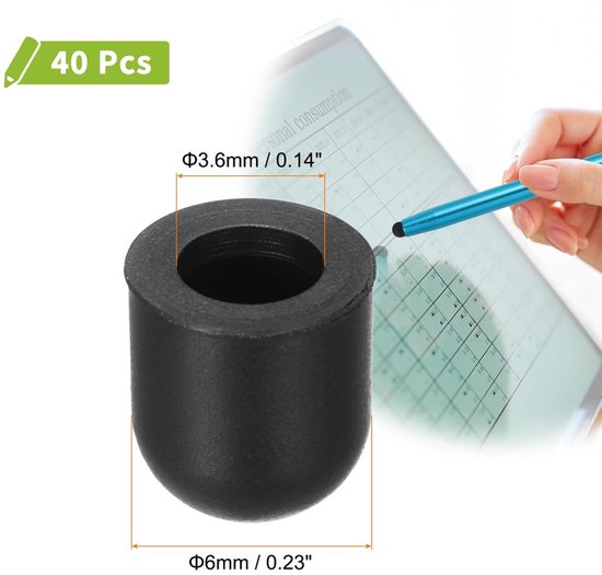 40 Stuks Capacitive Stylus Nibs - Zwarte Siliconen Tips voor Touchscreen — afbeelding 5