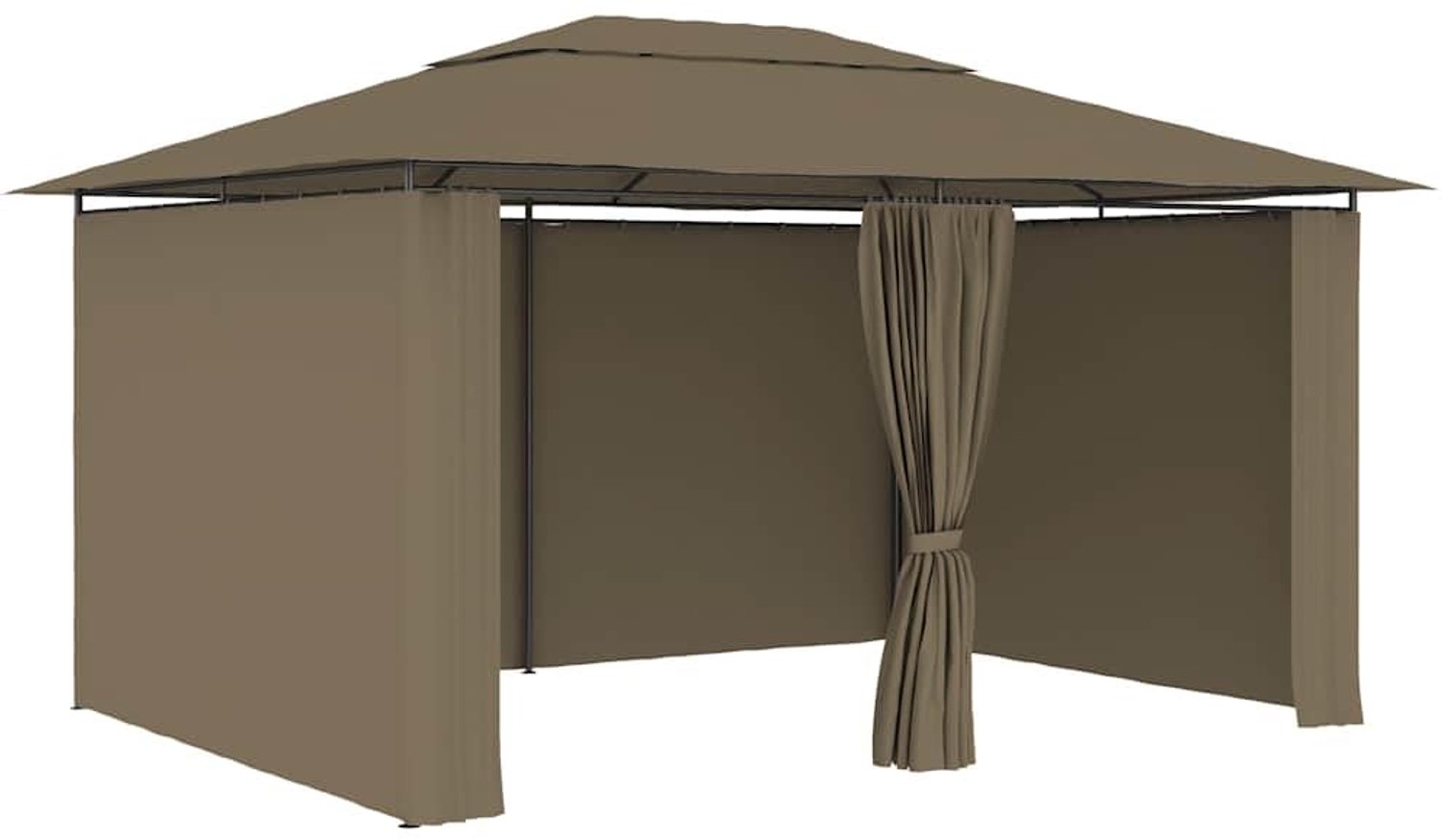 Tuinpaviljoen met Gordijnen 4x3 m Taupe