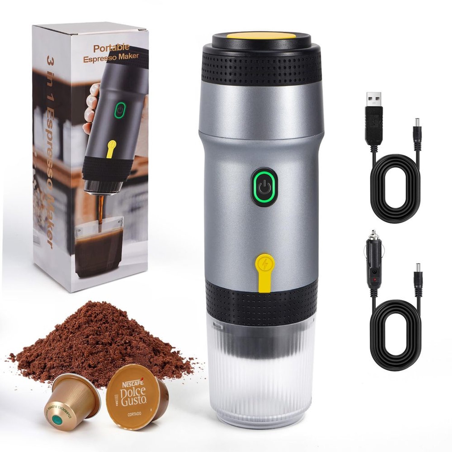 Draagbare Mini Koffiemaker voor Capsules en Poeder