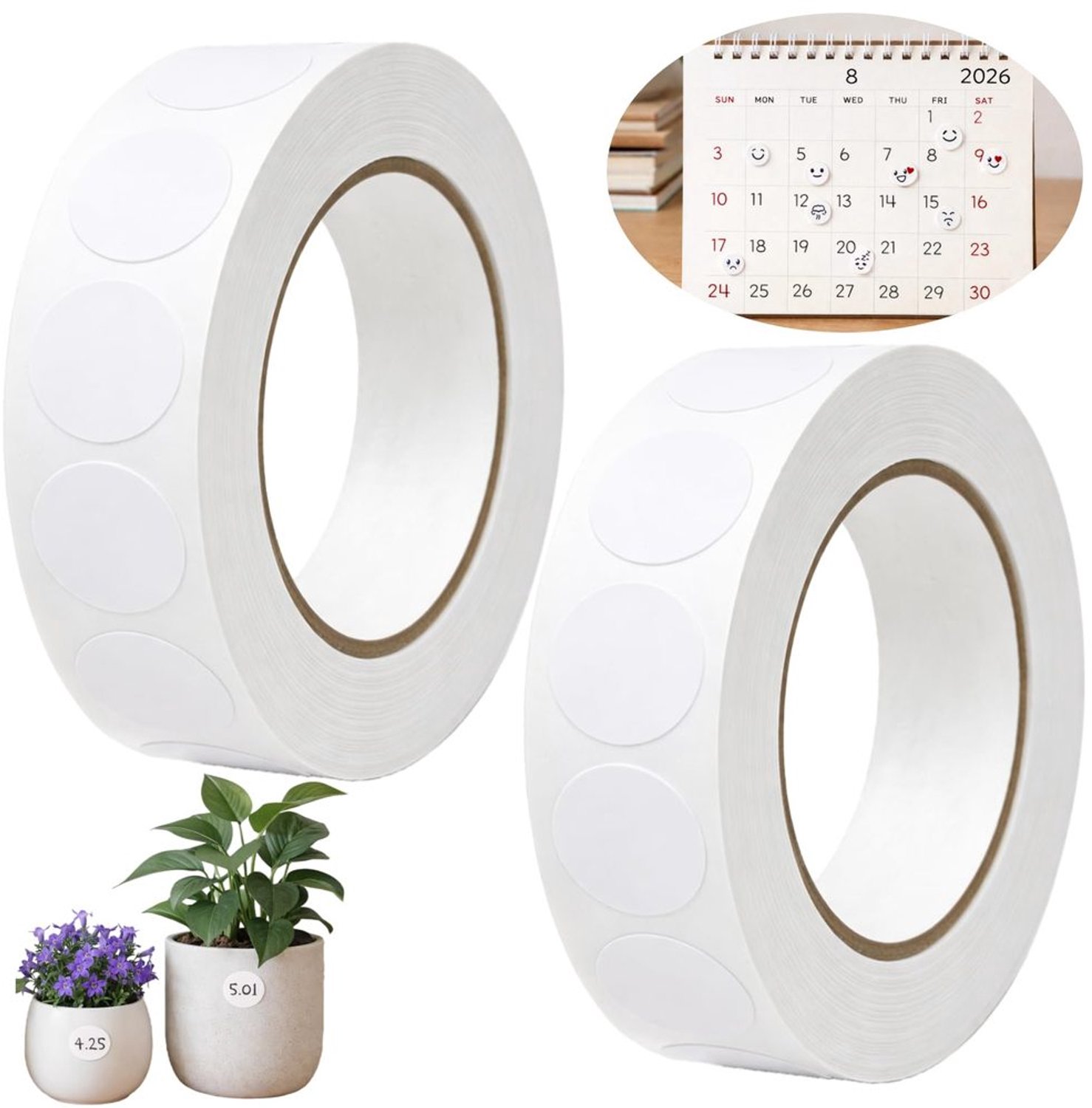 Set van 200 Witte Ronde Stickers
