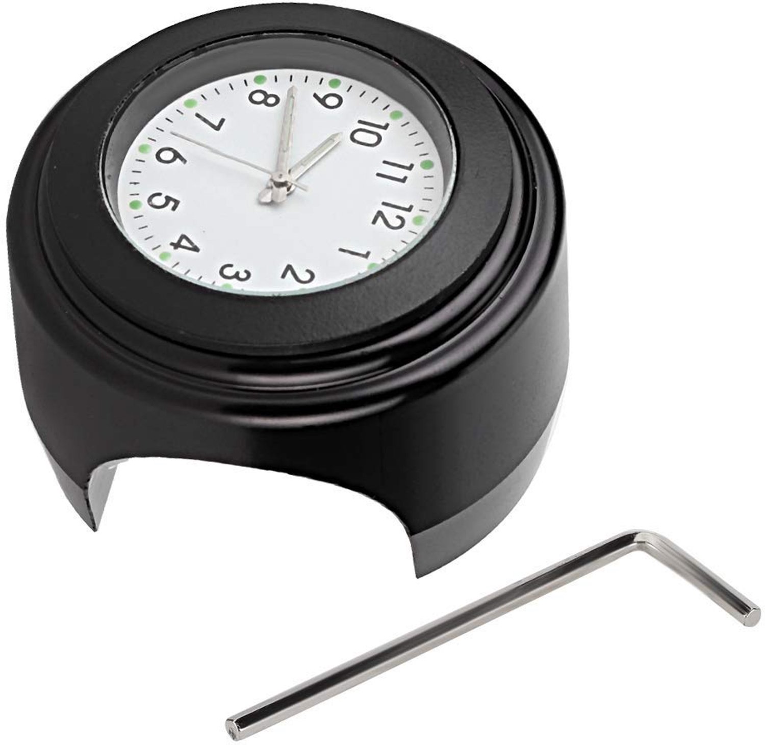 Motorfietsstuurhorloge Waterdicht - Kwartshorloge - Aluminium - Accessoires - 7/8 Inch Montage - Zwart/Wit Wijzerplaat - Motorhorloge