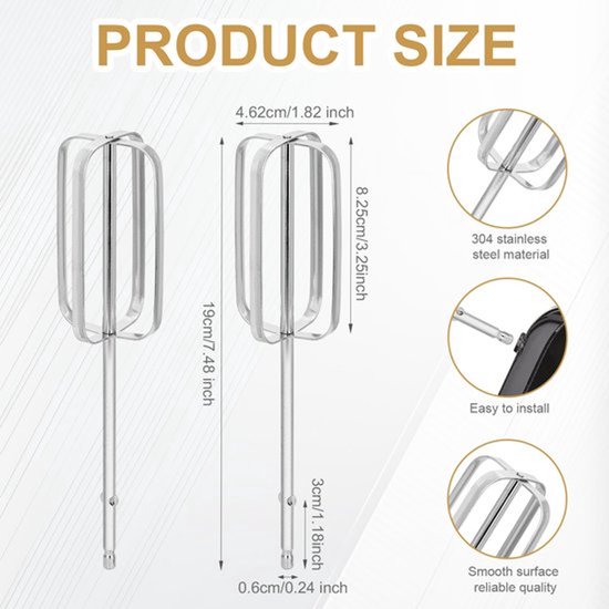 2 St Handmixer Kloppers Opzetstukken, Roestvrij Staal Handmixer Vervangende — afbeelding 4