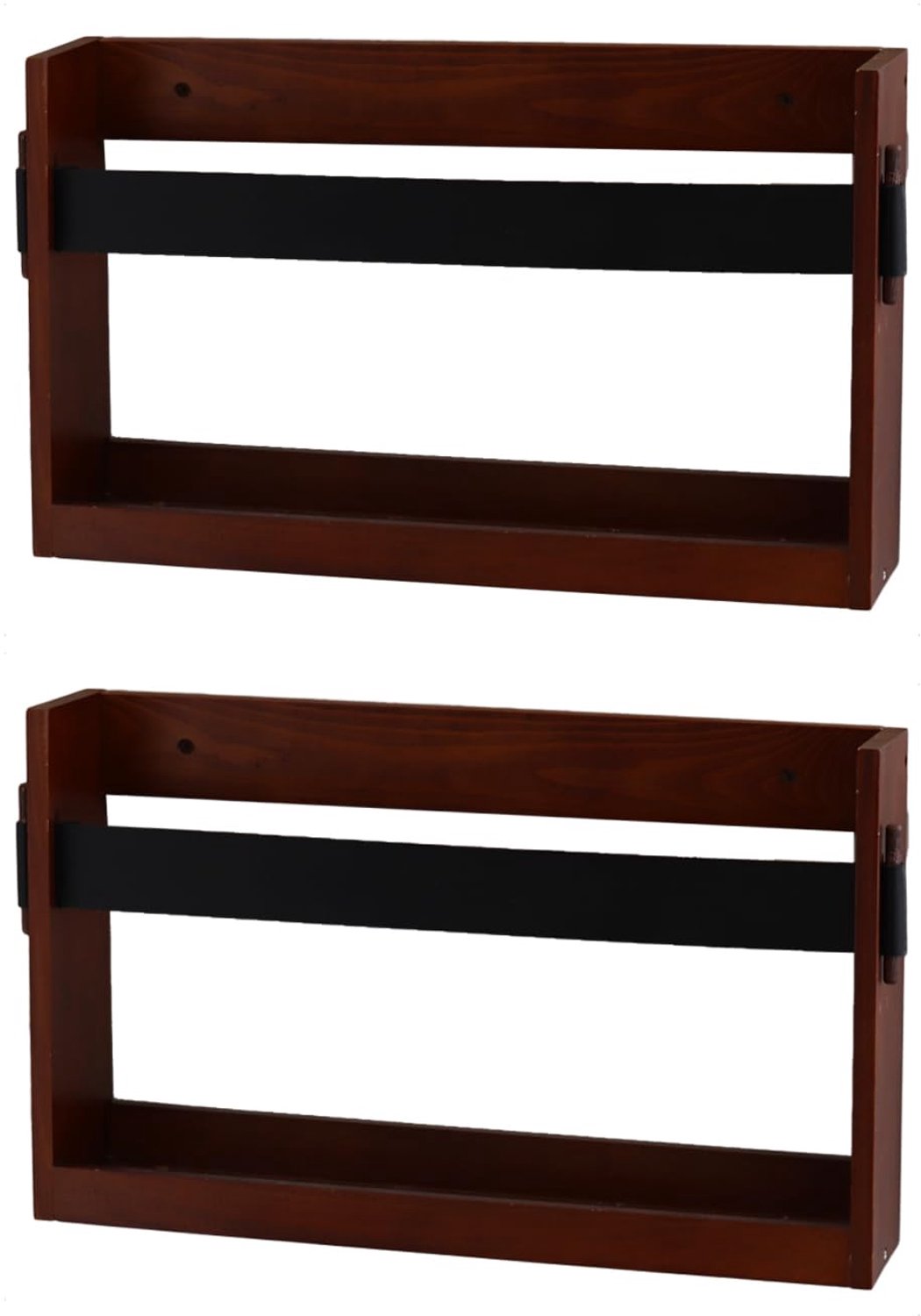 Houten Tijdschrift Houder met PU Leren Band Set van 2