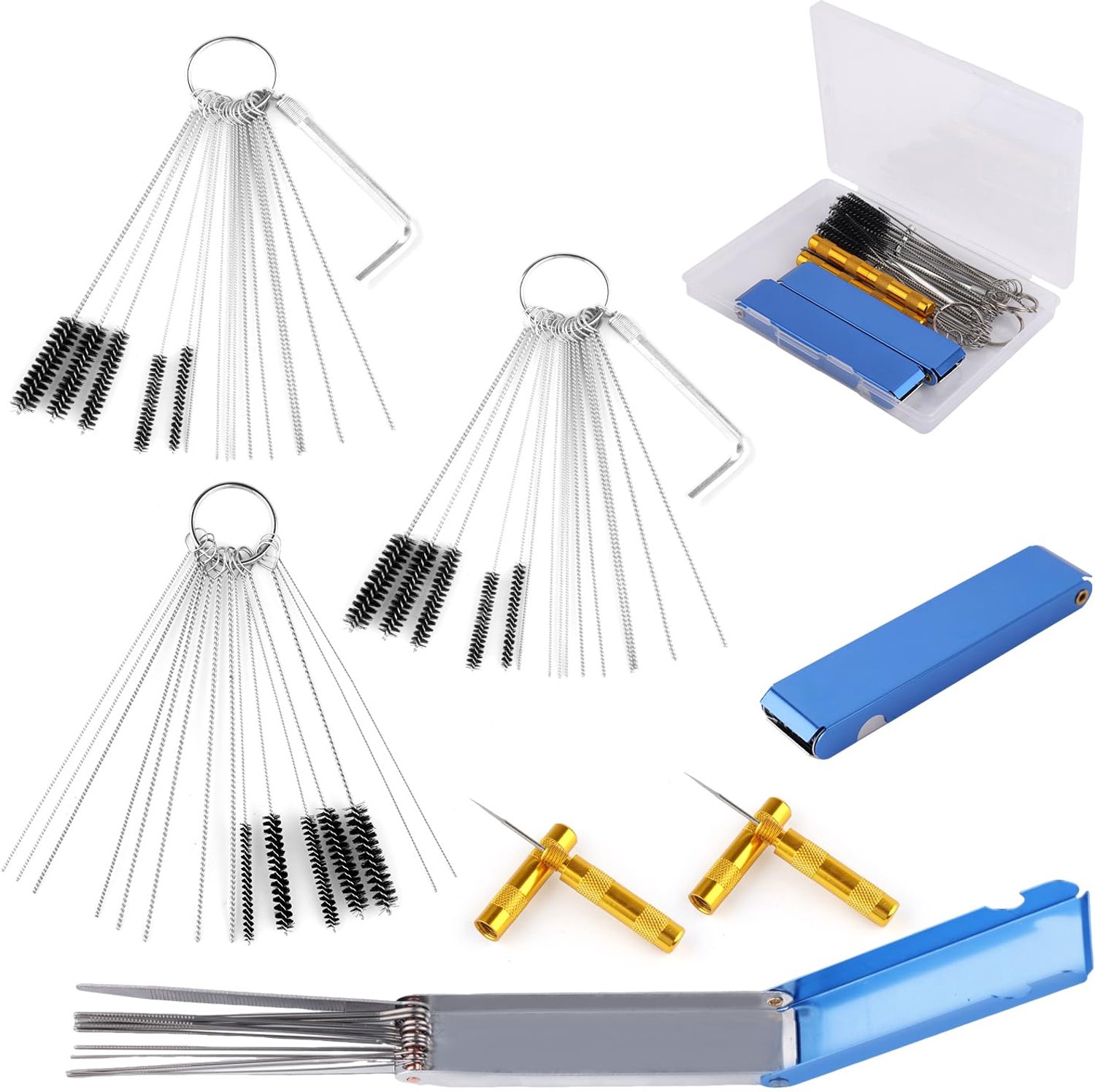 Carburetor Cleaning Kit met 15 Borstels en 30 Reinigingsnaalden - Voor Auto's en Motoren