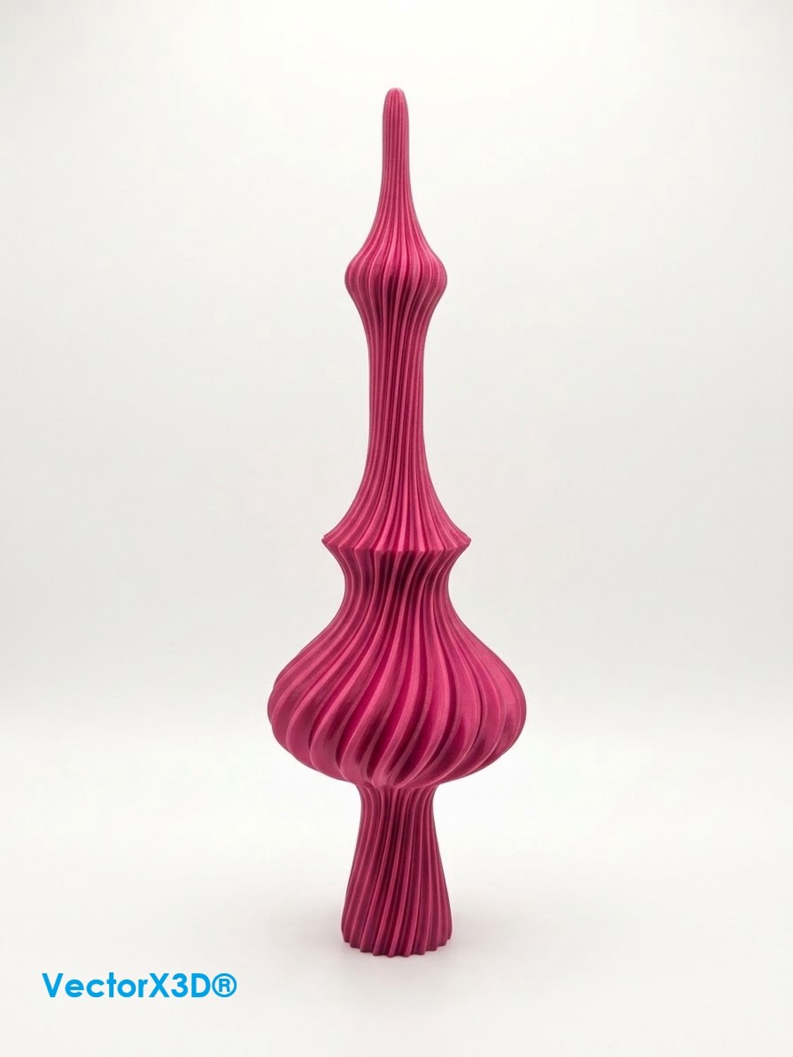 Unieke Design Kerstpiek – Zijde Rood/Blauw – 38 cm Hoog Kerst Piek VectorX3D® Breng Je kerstboom Naar Een Hoger Niveau