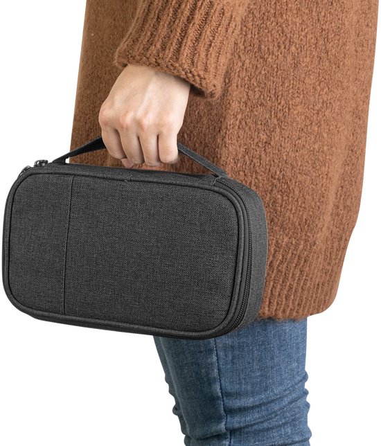 Diabetische Benodigdheden Tas voor Glucose Meter, Medicatie, Insuline Pennen en andere Diabetes Care Supplies, Diabetes Reis Organisator Zaak met Afneembare Zakjes, Zwart (Tas Alleen) — afbeelding 5