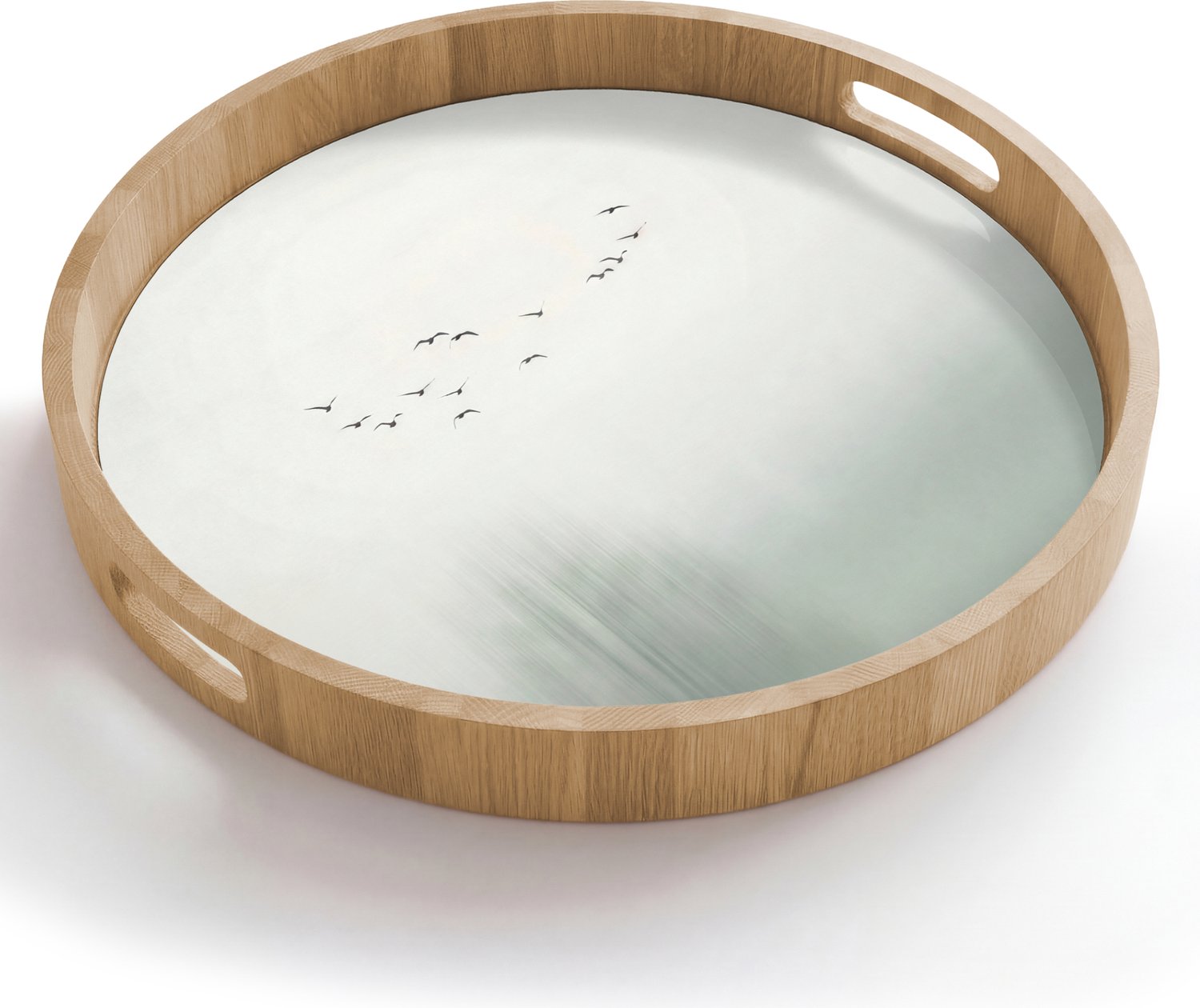 Dienblad rond 50x50 cm - Schootdienblad hout - Vogel - Vlucht - Natuur - Minimalistisch - Borrelplank rechthoek - Plateau houten dienbladen