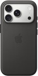 Zwart hoesje met zilverkleurig camerablok en Apple-logo op de achterkant.