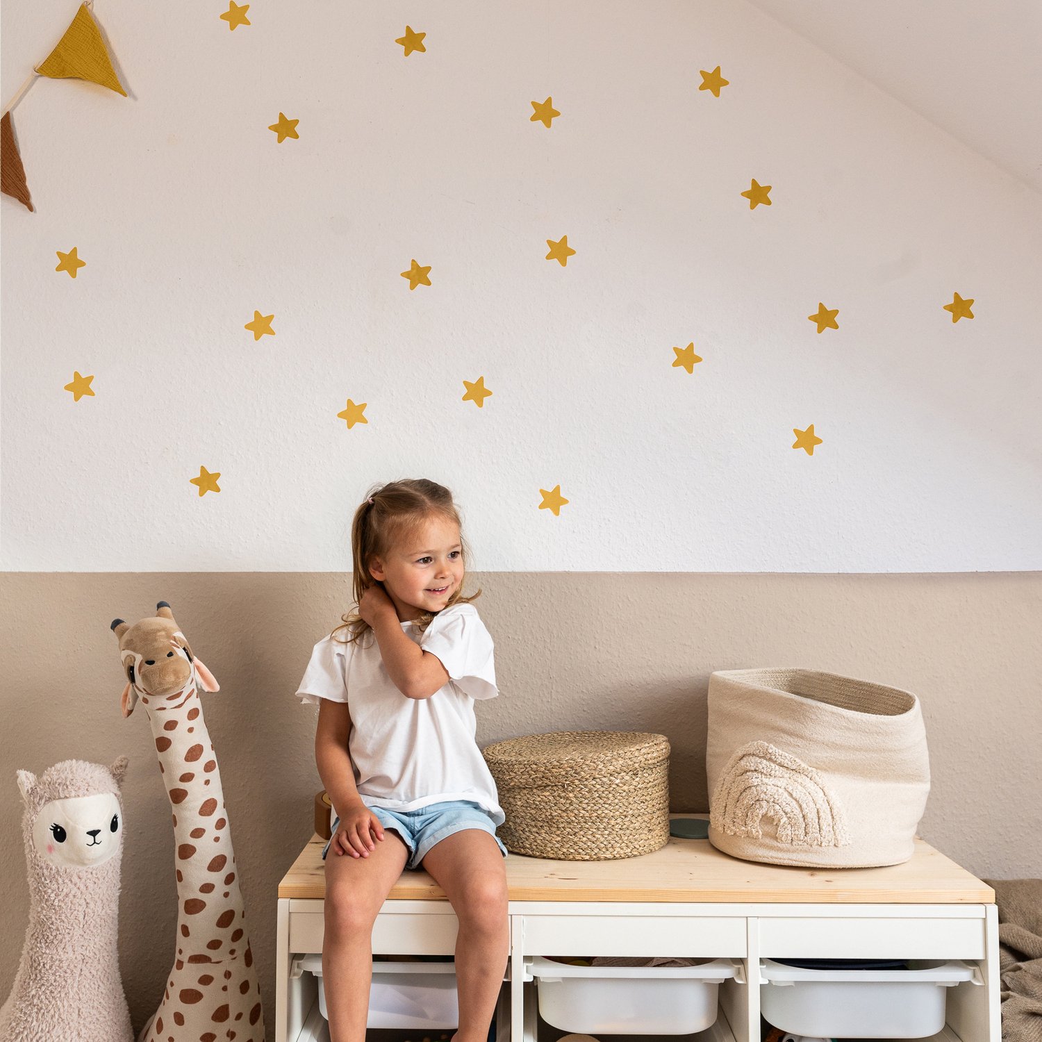 LILIMAUS Muurstickers kinderkamer - 132 sterren - zelfklevend - geel