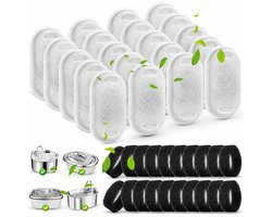 Filters Drinkfontein Kat - 20 sets Filter Kattenfontein - Waterfilter & Sponsfilter - Filterwol voor drinkwater voor huisdieren - Filterpatroon voor kattenwaterbak - 20 Katten Fontein Filters En 20 Pompsponzen