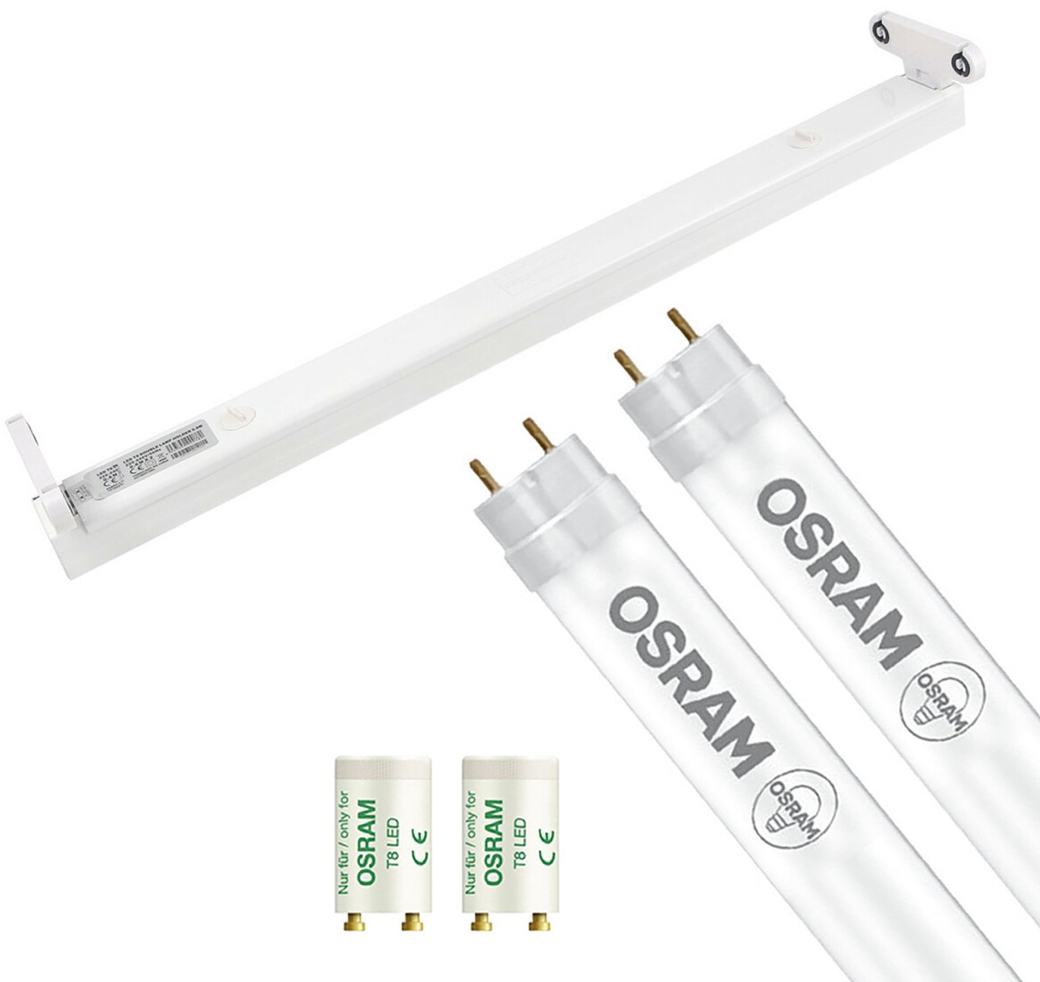 Qualu LED TL Armatuur met T8 Buis - OSRAM SubstiTUBE Value EM 865 - Igia Dybolo - 60cm Dubbel - 15.2W - Helder/Koud Wit 6500K
