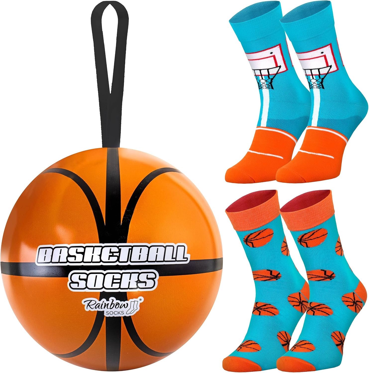 Rainbow Socks Basketbal Sokken in Bal - 2 paar - Cadeau voor Basketbalfans