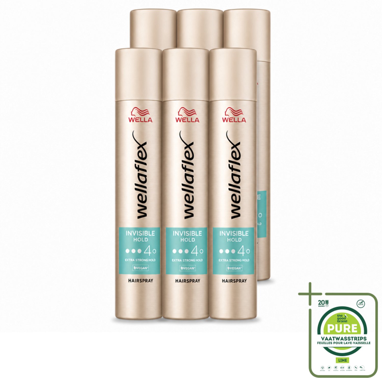 6 x Wella – Flex Invisible Hold – Haarspray Extra Strong – 250 ml - Grootverpakking - Vaatwasstrips - Haarspray - Flexibele Fixatie - Natuurlijke Look - Extra Sterke Hold - Haar Bescherming