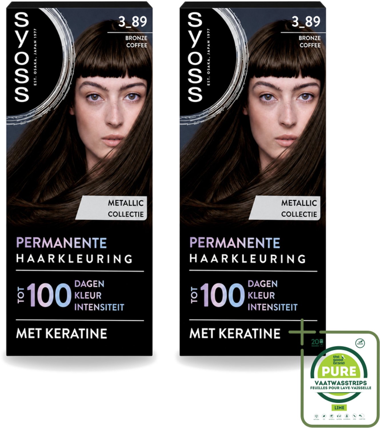 2 x SYOSS - Coloration 3-89 Bronze Coffee - Haarverf - Grijsdekking - Vermindert Haarbreuk - Grootverpakking - Vaatwasstrips - Haarkleuring - Grijsdekking - Permanente Haarkleuring - Keratine - Haarmasker