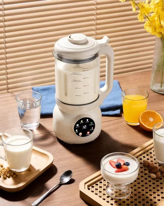 Blender Glas - Automatische Blender - Sojamelkmaker - Multifunctionele Keukenmachine - 1100 ml - 12-uurs Timer - Zelfreinigend - Warme/Koude Drank - Voor Sojamelk & Soep & Sap & Milkshake — afbeelding 3