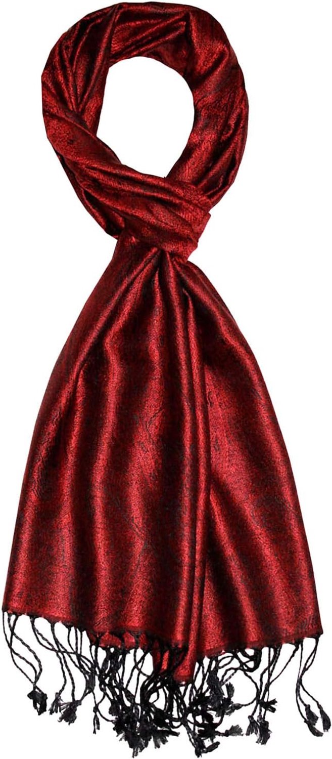 Lorenzo Cana Heren Sjaal 100% Zijde Jacquard Paisley Rood Zwart