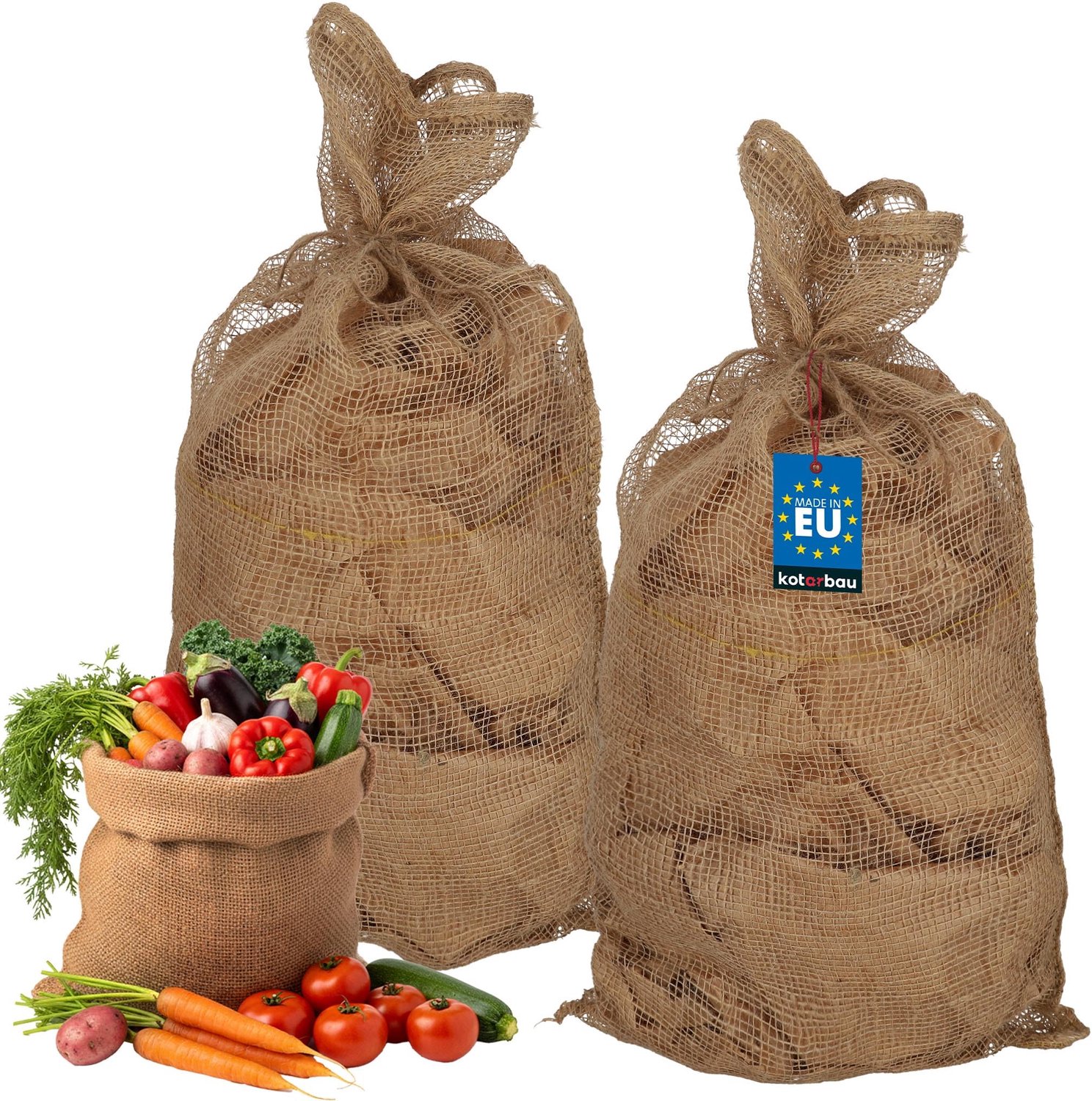 KOTARBAU® Universele Jute Zak 45 x 95 cm - Aardappelzak Set van 2 - Tuinafvalzak - Zak voor Bladeren - Planten en Uien - Natuurlijk