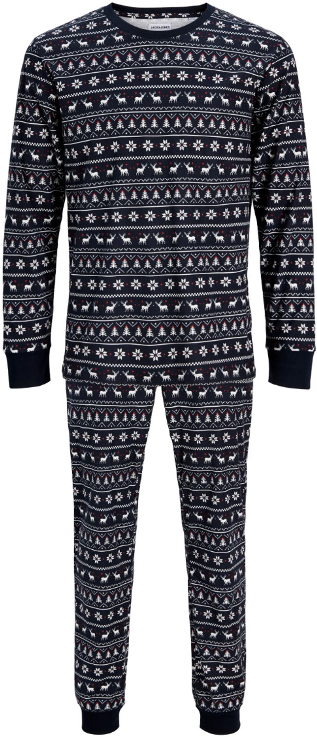 Jack & Jones heren pyjamaset lang lounge tristan printed blauw