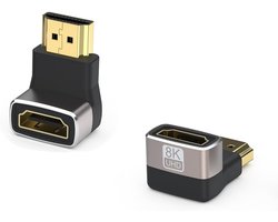 HDMI 2.1 Hoekadapter Set voor 8K en 4K, 90 Graden Plug voor HDTV, PS5, Xbox en PC - 48Gbps Snelheid, eARC en Dolby Vision Ondersteuning