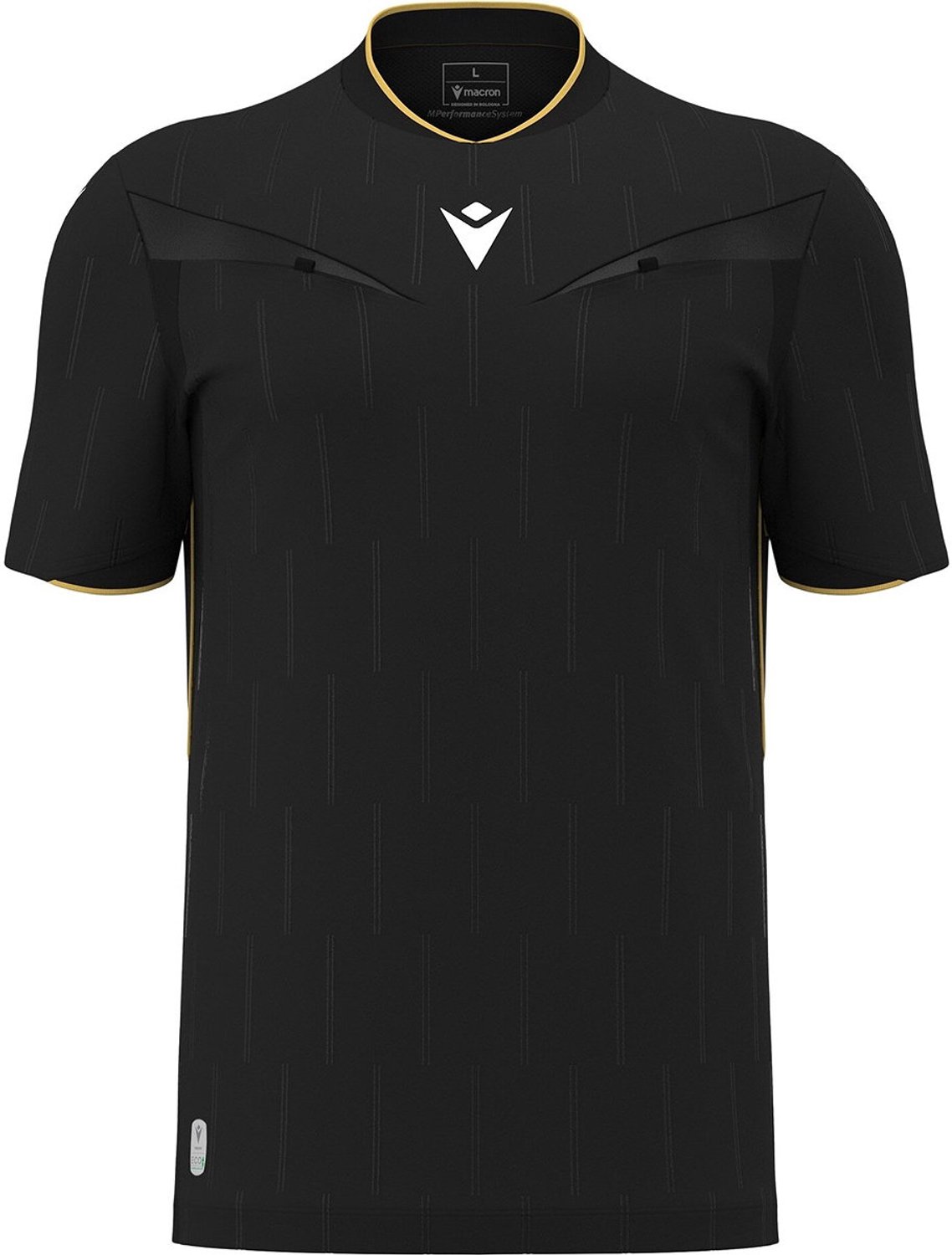 Macron Mendez Eco Scheidsrechtersshirt Korte Mouw Heren - Zwart / Goud | Maat: M