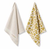 Zusss Keukenset Love This Day Bloemen - 100% Katoen - White / Gold - 70X50cm