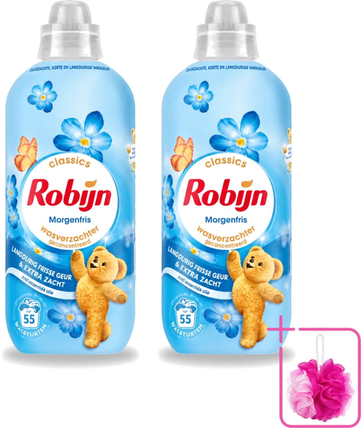 2 x Robijn – Wasverzachter – Morgenfris – 1,1 L - Bulkverpakking - Wasverzachter - Douchemop - Wasverzachter morgenfris