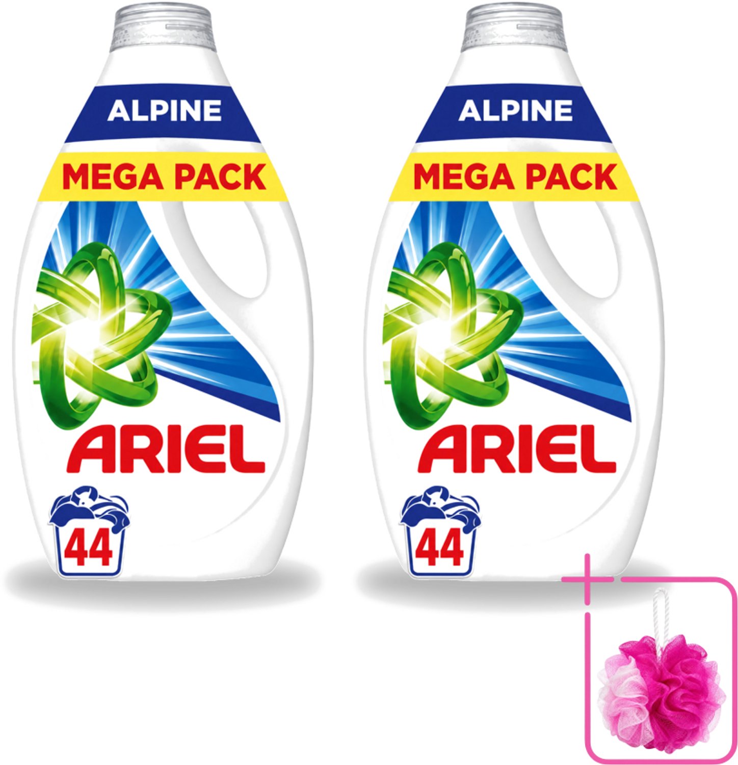 2 x Ariel – Vloeibaar Wasmiddel – Alpine – 1980 ml – 44 wasbeurten - Bulkverpakking - Vloeibaar wasmiddel - Douchemop - Vlekverwijdering