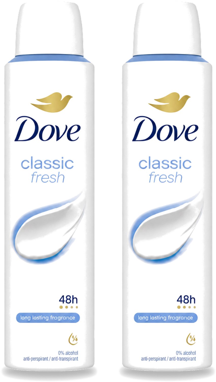 2 x Dove – Deodorant Spray – Classic Fresh – 200 ml - Voordeelverpakking - 2 stuks