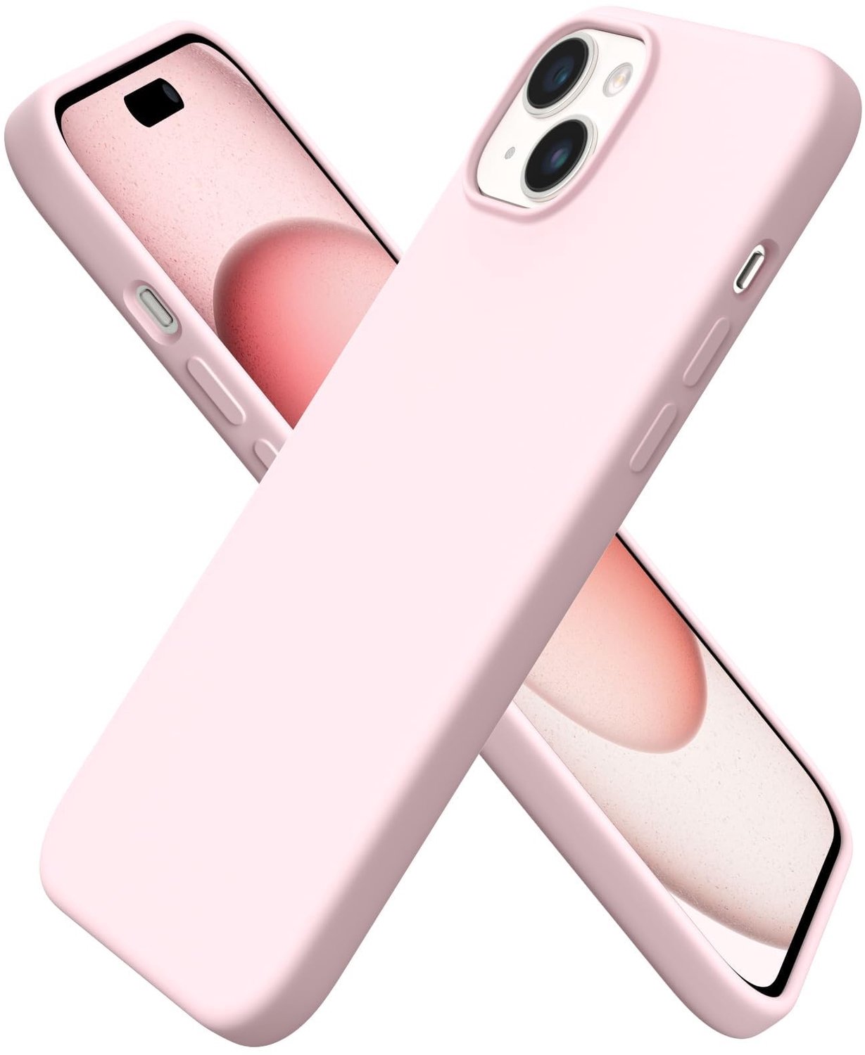 Slimme Liquid Silicone Hoes voor iPhone 15 Plus, Roze