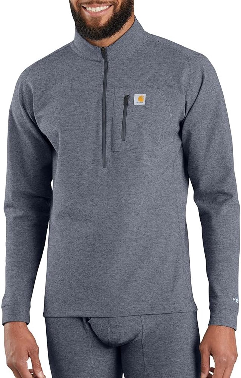 Carhartt Base Force Tech Heren Thermisch Quarter Zip Onderlaag Diep Marine Heather