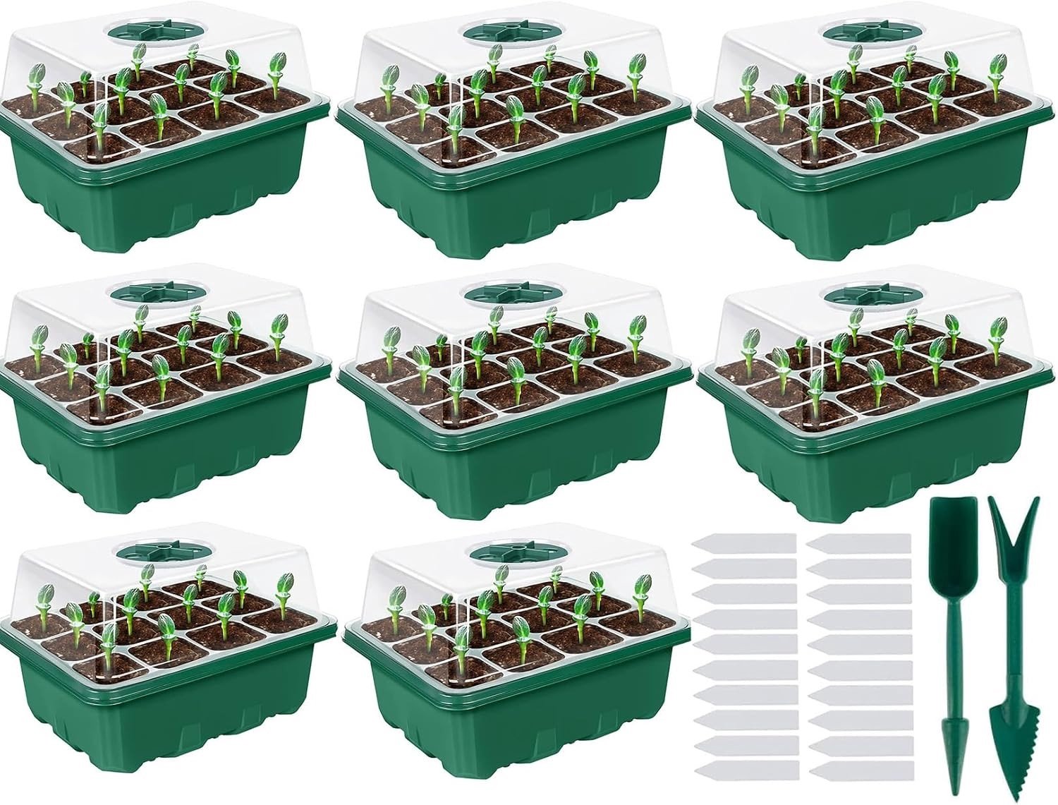 Indoor Kweekdoos 8 delig - 96 Cell Mini Kweekset voor Zaadstart en Plantenpropagatie met Tablets en Mini Kweekkas