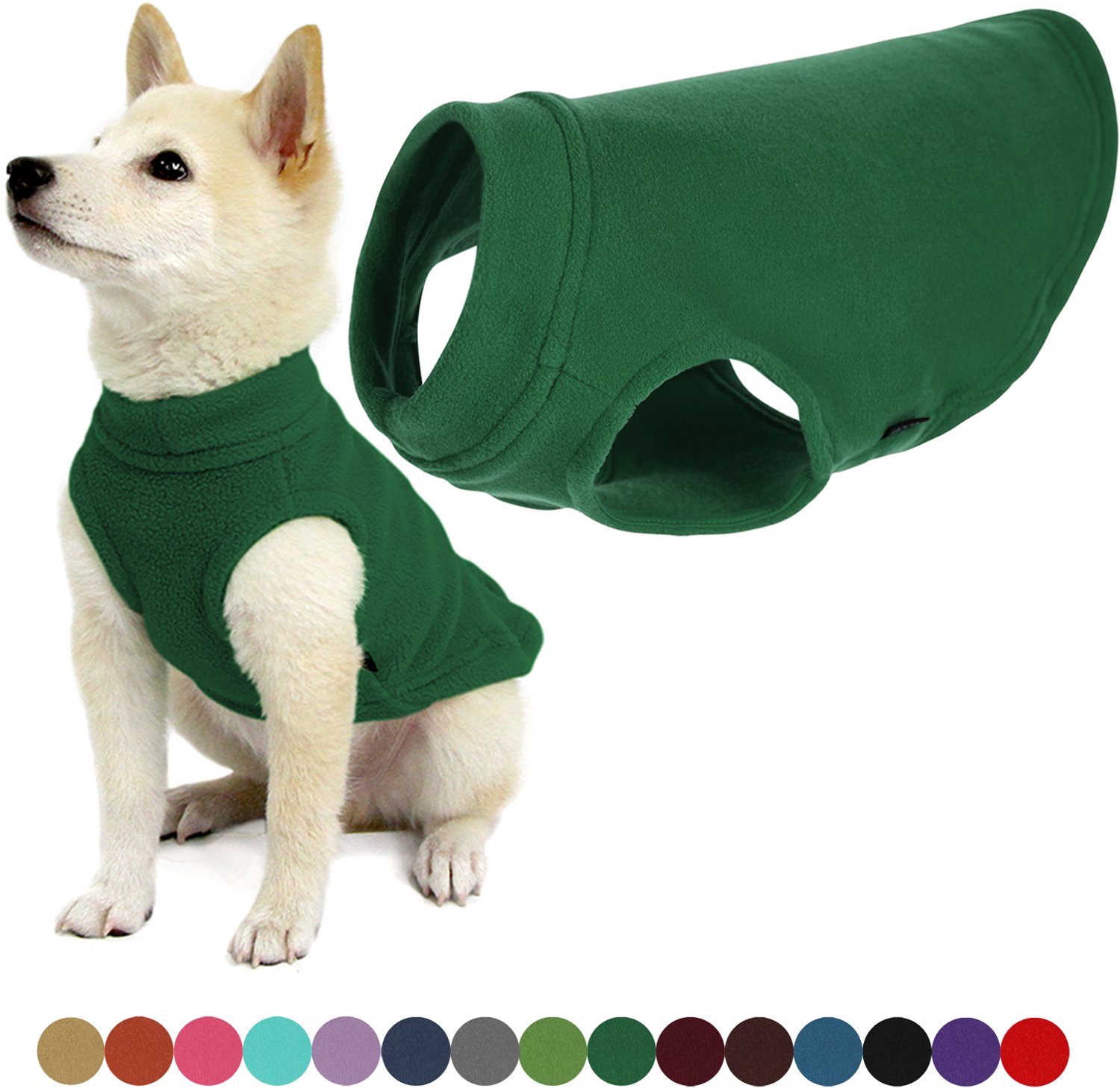 Gooby Stretch Fleece Vest Hondenjas - Warme hondentrui voor kleine honden - Bosgroen - Small