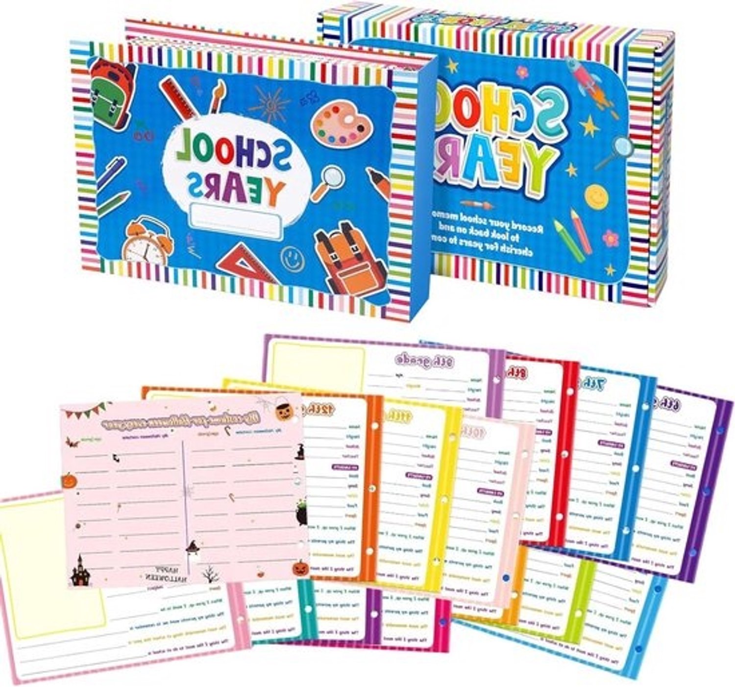 Schoolherinneringsboek - Fotoalbum - Herinneringen bewaren - Pagina's voor specifieke evenementen - 36 x 25.5 x 6 cm - Multicolor