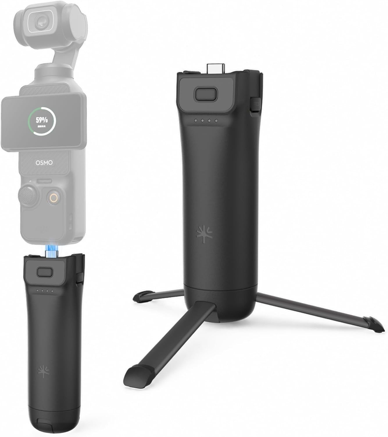 Batterij Grip voor Dji Osmo Pocket 3, Pocket 4 en 4 Pro - Verleng de gebruiksduur en verbeter stabiliteit tijdens het filmen, Zwart