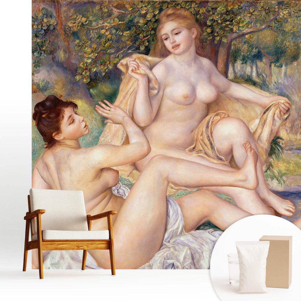 Wallfluent Fotobehang - Beige Vliesbehang - 250x250 cm - Vrouwen Die Rusten Muurschildering - Gang behang Deel - Fotobehang Vlies - Gang behang