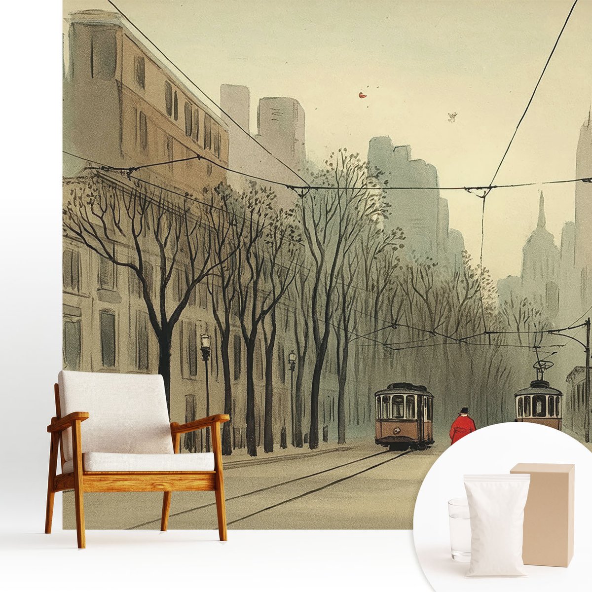 Wallfluent Fotobehang - Grijs Vliesbehang - 250x250 cm - Stedelijke Symmetrie Muurschildering - Slaapkamer behang Steden - Fotobehang Vlies - Slaapkamer behang