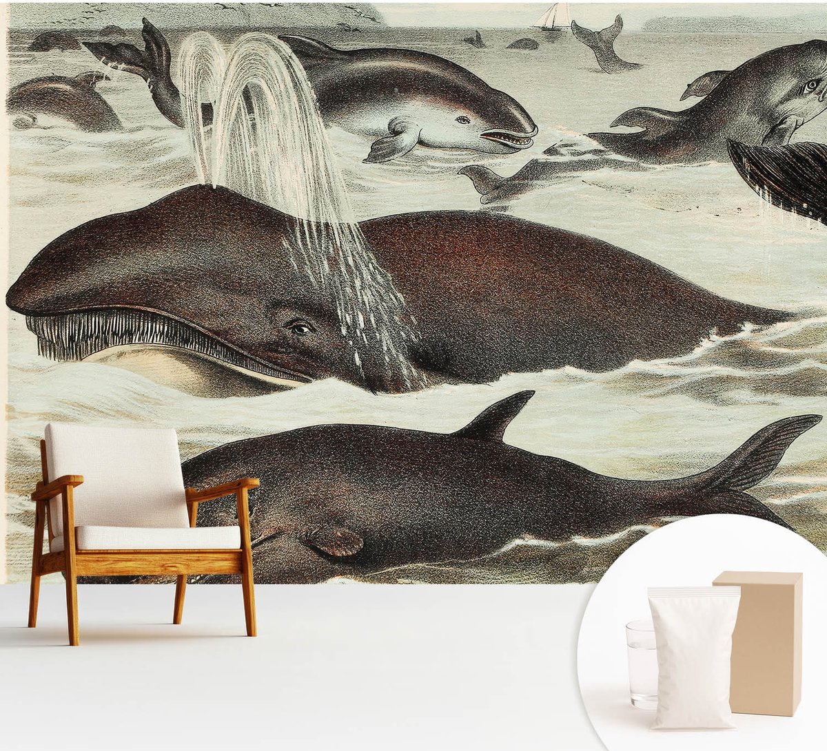 Wallfluent Fotobehang - Bruin Vliesbehang - 312x219 cm - Zeedieren Fotobehang Vlies - Hal behang Dieren - Muurschildering - Hal behang