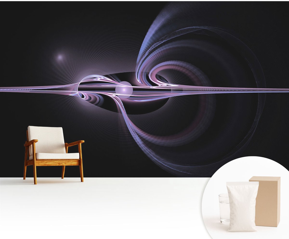 Wallfluent Fotobehang - Zwart Vliesbehang - 416x254 cm - Kosmische Abstractie Fotobehang Vlies - Hal behang Abstractie - Muurschildering - Hal behang