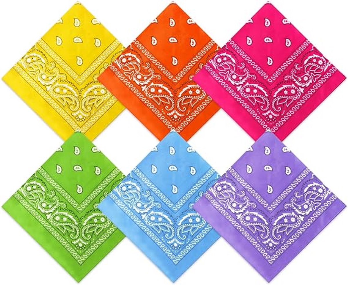 Vierkante Sjaal met Patroon – Polyester – 54 x 54 cm – Set van 6 – Bandana