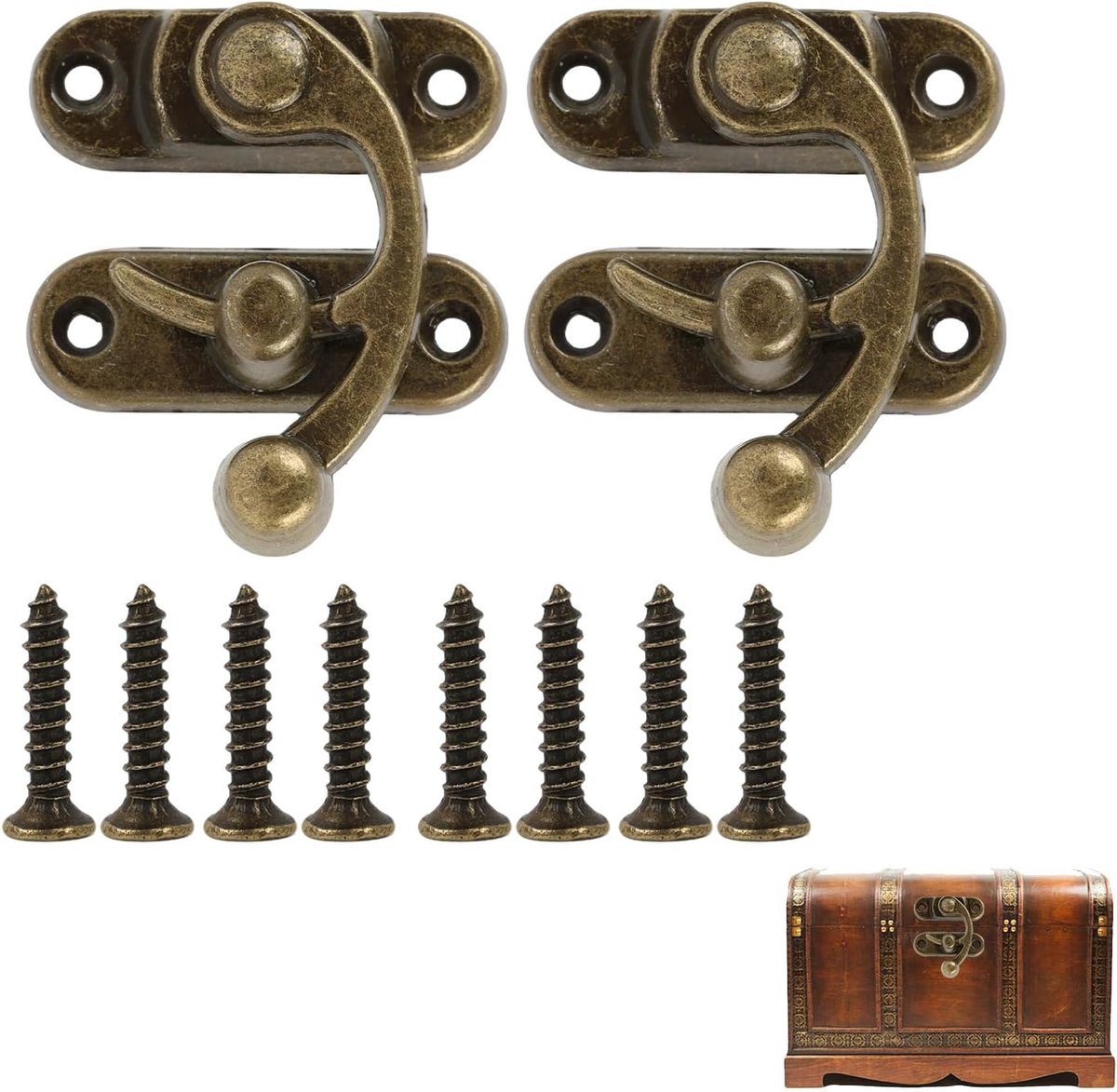 Antieke vintage snelontgrendelings haak 38mm - bronzen twistlock - met bijpassende schroeven - ShopVlot
