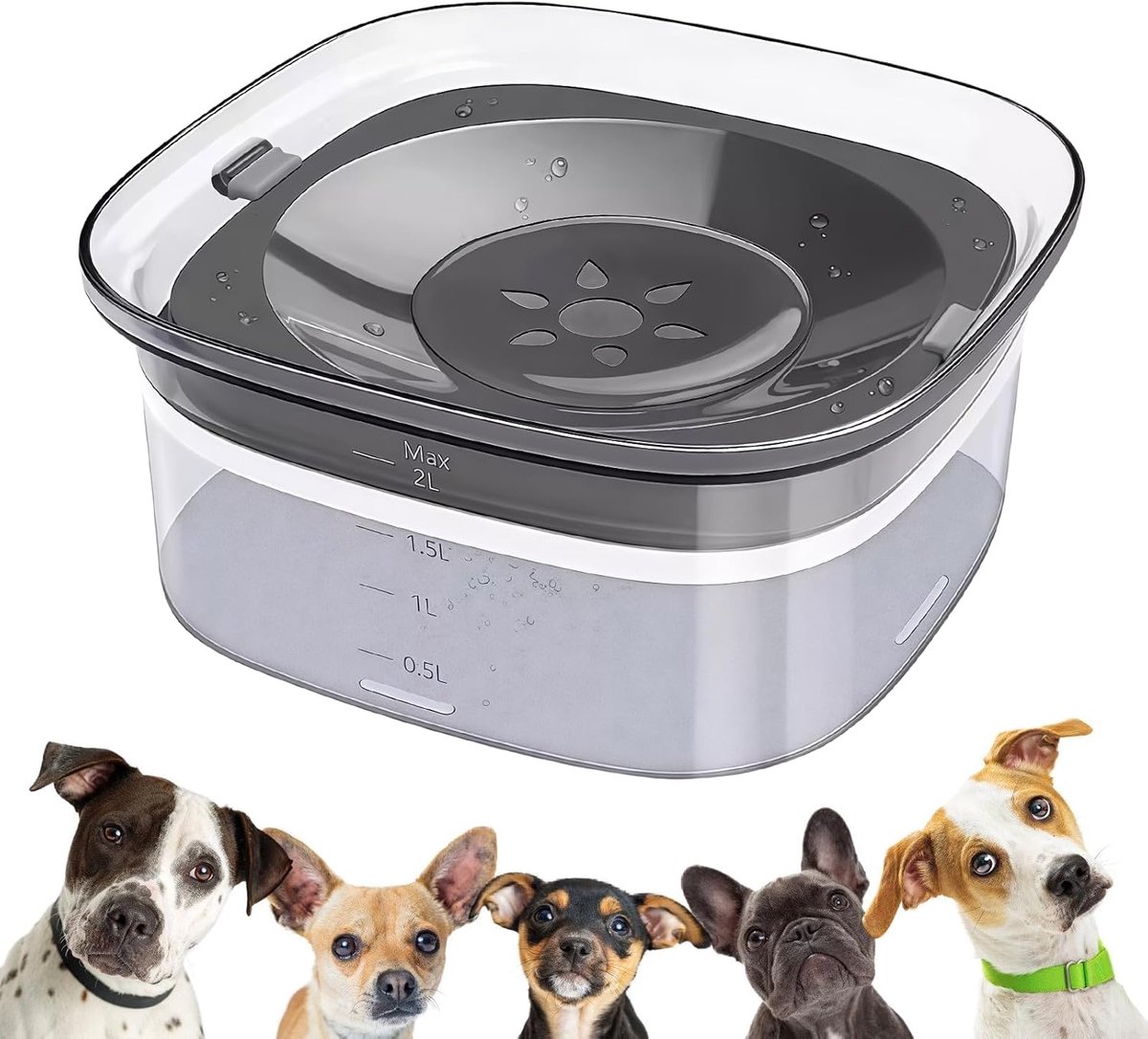SnelShoppen - Waterbak zonder morsen voor honden - LEKEFETO 2L Antislip Drinkbak voor Honden en Katten - Lekvrij Waterbak voor Huisdieren - Ideaal voo
