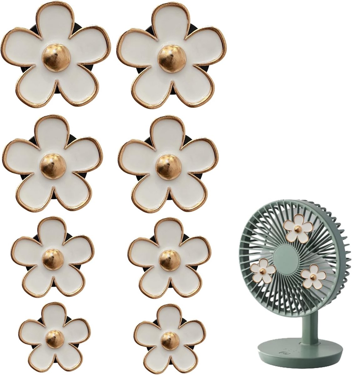 SnelShoppen - 8 stuks witte madeliefjes bloemen luchtverfrisser clips voor auto, schattige ventilatieclips, auto-accessoires voor vrouwen, esthetische