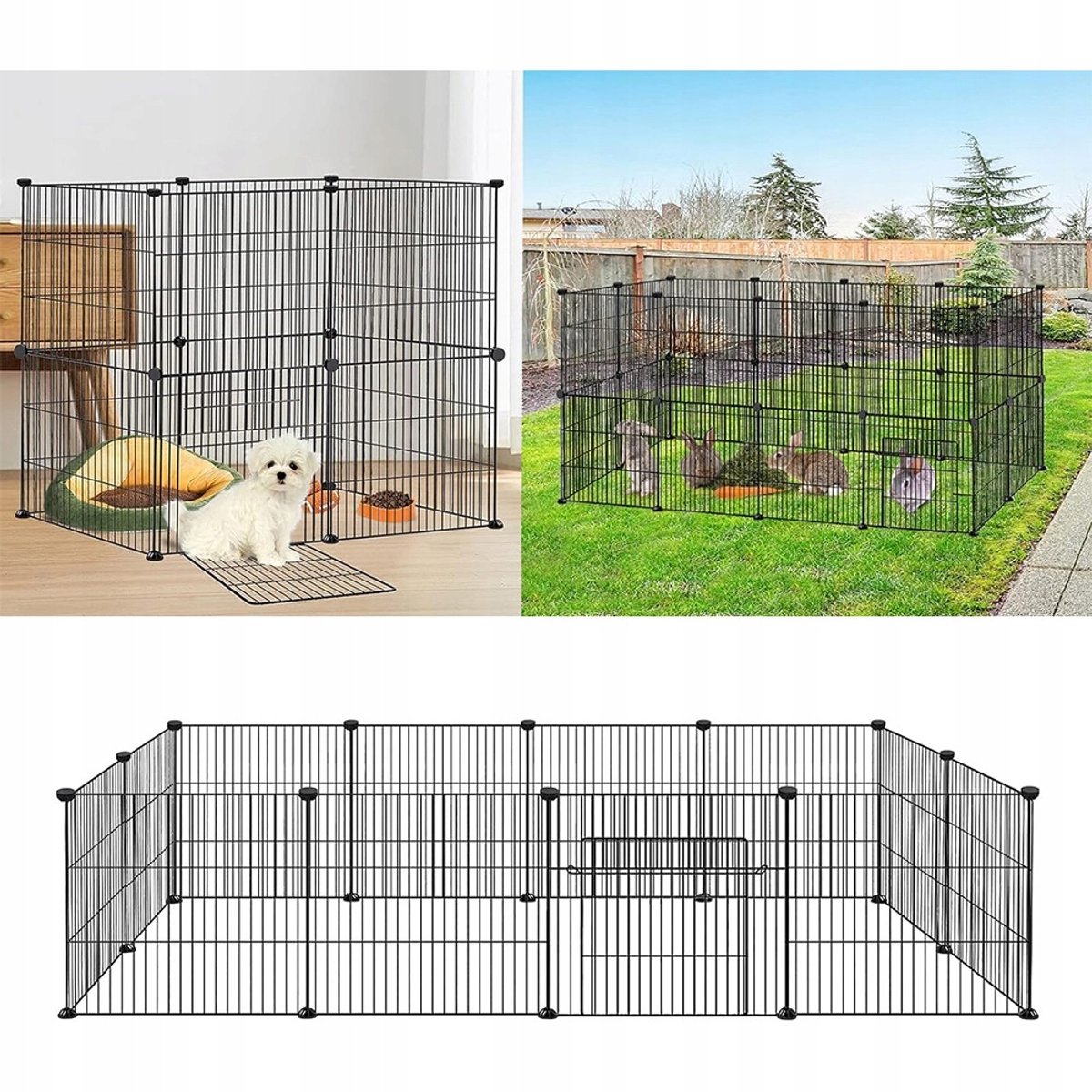 Dierenhok - Verblijf Voor Dieren - Puppyren - Hondenren - Hondenbench - 142x72x36cm - DIY - Draadgaas - Huisdieromheining - Voor Puppy's & Kittens & Konijnen & Hamsters thumbnail 4