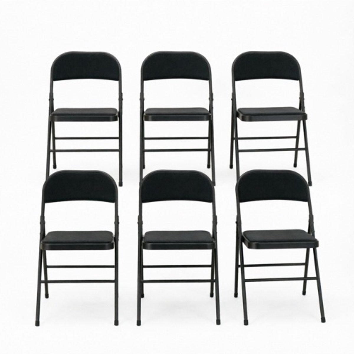 Klapstoelen-Set Van 6 Klapstoelen-Klapstoelen Met Gevoerde Zitting-Opvouwbaar Voor Extra Zitplaatsen-Eetkamer 45 x 46 x 78 cm-Zwart