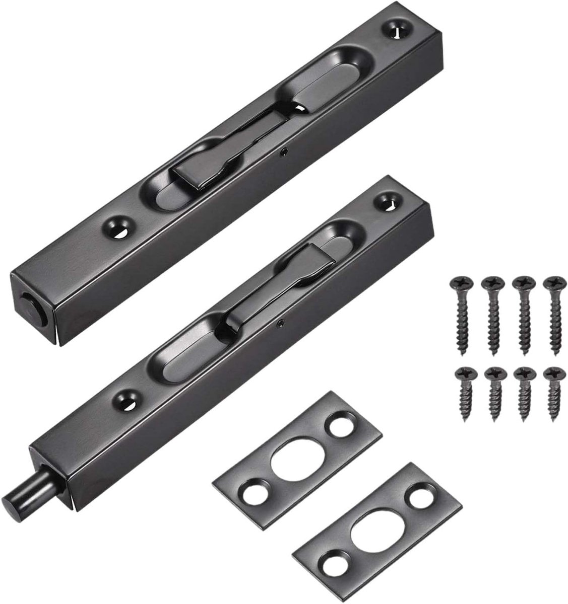 Set van 2 RVS Verzonken Veiligheidslatches van 150 mm, Geschikt voor Houten en Metalen Deuren, Ideaal voor Vergrendeling en Beveiliging