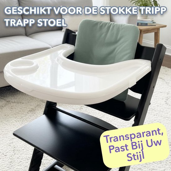 Dienblad en hoes voor Stokke Tripp Trapp kinderstoel | Combo van mat wit dienblad + doorzichtige hoes voor eenvoudige reiniging en sterke zuigkracht — afbeelding 2