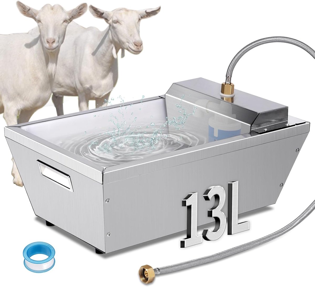 Veedrinkbak van roestvrij staal, zelfvullende waterautomaat voor paarden, runderen, geiten, schapen, varkens, honden en pluimvee, ideaal voor outdoor en landbouw